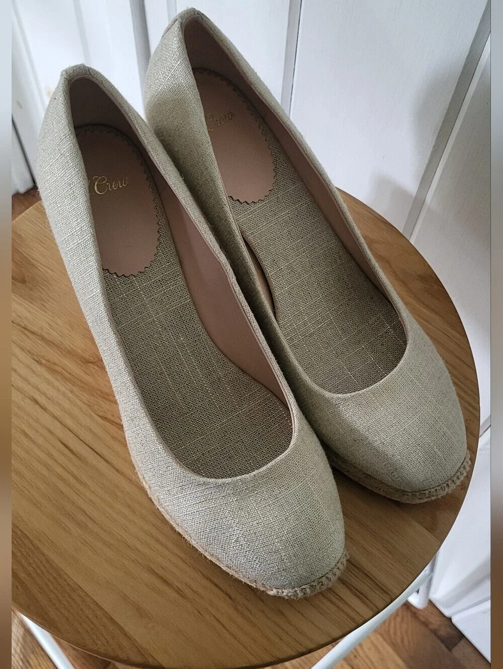 J Crew Cream Canvas Espadrille Jute Wedges